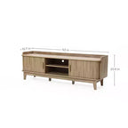Meuble TV LuxenHome 63" style Mid-Century avec rangement, pour téléviseurs jusqu'à 65", console média marron avec portes coulissantes, chêne marron