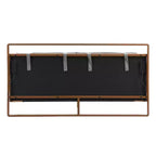 Cadre de lit plateforme en bois double/grand/très grand avec tête de lit capitonnée en PU et 2 veilleuses, marron+gris -Christopher Knight Home