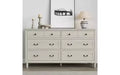 Heynemo Large 6 Drawer Dresser for Bedroom, 58 Wide Modern Chest of Drawers, Dresser TV Stand with Metal Handle, Wood Drawer Organizer, Grey Light