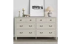 Heynemo Large 6 Drawer Dresser for Bedroom, 58 Wide Modern Chest of Drawers, Dresser TV Stand with Metal Handle, Wood Drawer Organizer, Grey Light