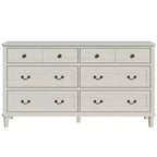 Commode Heynemo Grande à 6 Tiroirs pour Chambre à Coucher, Commode Moderne de 147 cm de Large, Meuble TV avec Poignées Métalliques, Organisateur de Tiroirs en Bois, Gris Clair