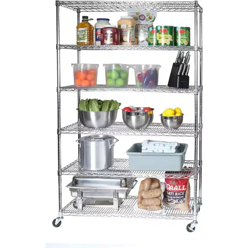 Seville Classics UltraDurable 6-Tier NSF Steel Wire Shelving Unit, 48 W x 18 D x 75 H