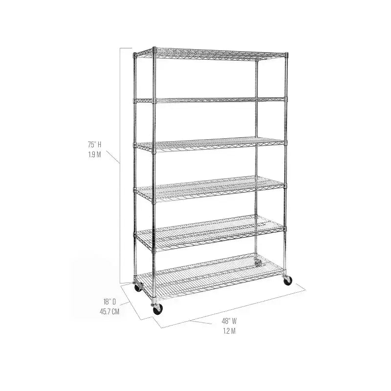 Étagère métallique UltraDurable Seville Classics à 6 niveaux certifiée NSF, 48 po L x 18 po P x 75 po H