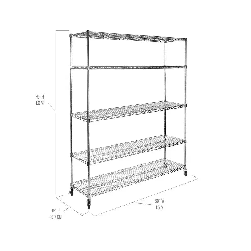 Étagère de rangement en fil d'acier ultra-durable à 5 niveaux, certifiée NSF, Seville Classics, 60 L x 72 H x 18 P