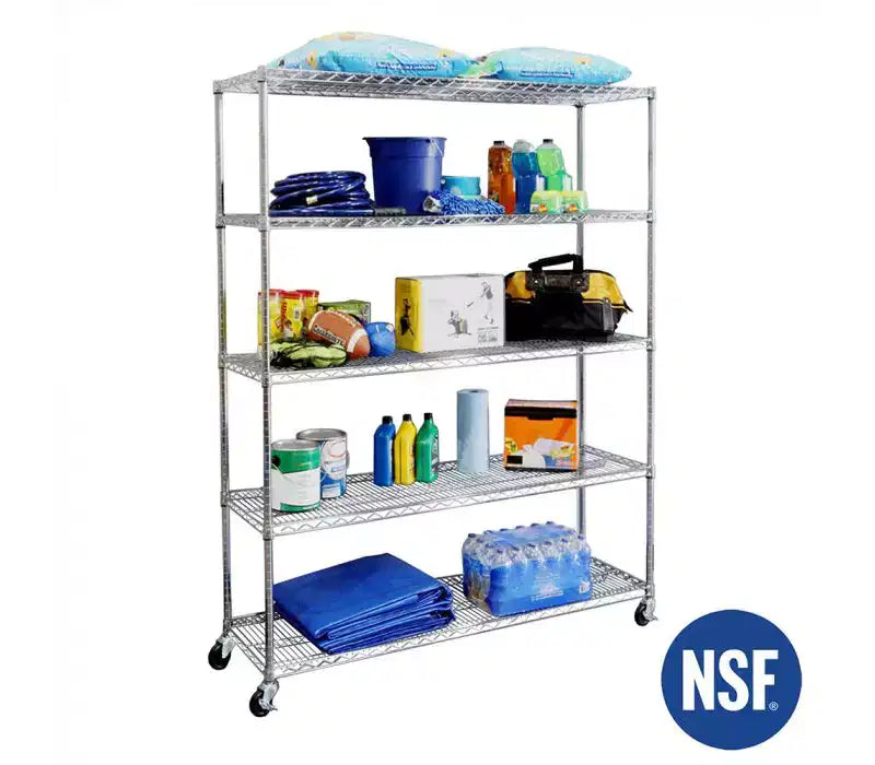 Étagère de rangement en fil d'acier ultra-durable à 5 niveaux, certifiée NSF, Seville Classics, 60 L x 72 H x 18 P