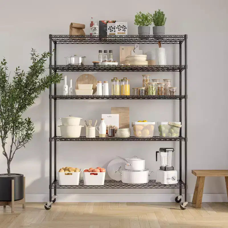 Étagère de rangement en fil d'acier ultra-durable à 5 niveaux, certifiée NSF, Seville Classics, 60 L x 72 H x 18 P