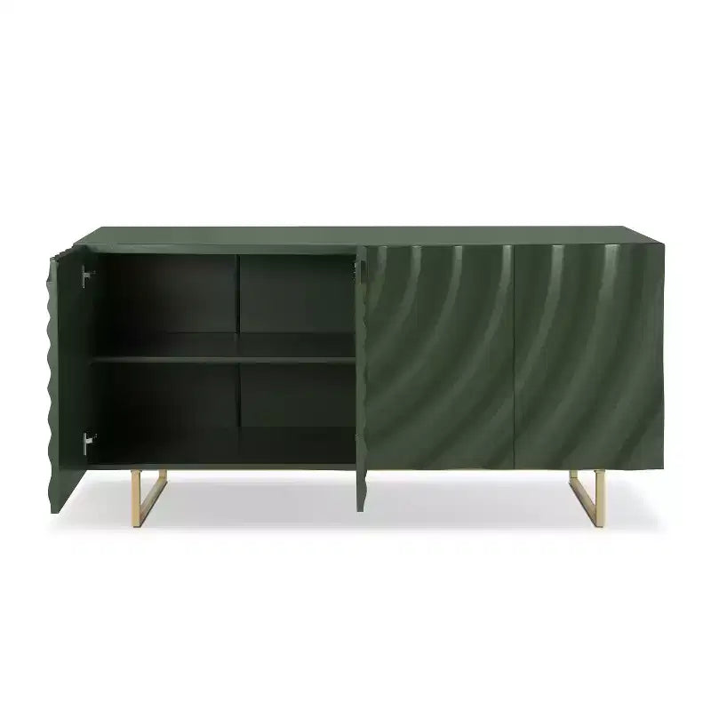 Christopher Knight Home Cheryiie Buffet moderne en bois et métal de 152 cm avec quatre portes ondulées goutte d'eau