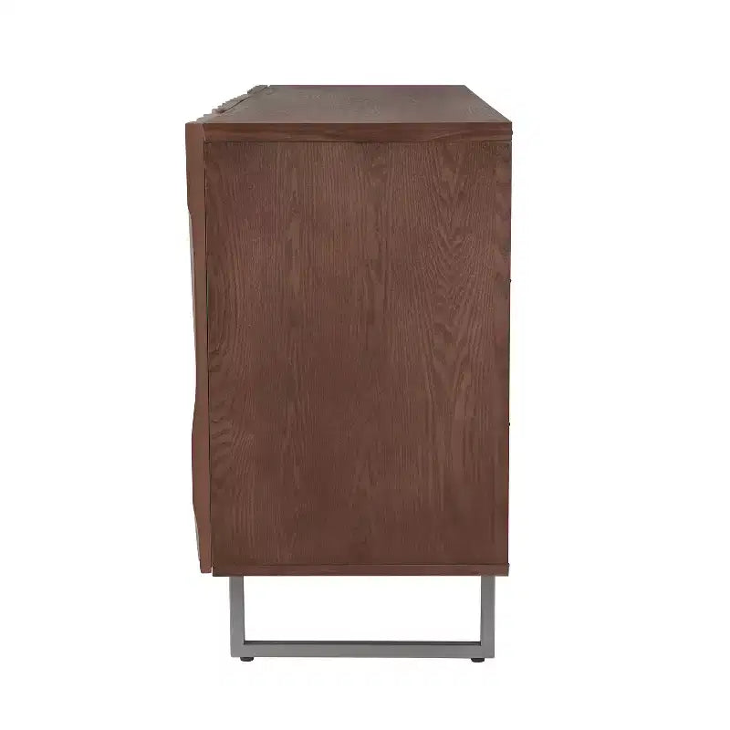 Christopher Knight Home Cheryiie Buffet moderne en bois et métal de 152 cm avec quatre portes ondulées goutte d'eau
