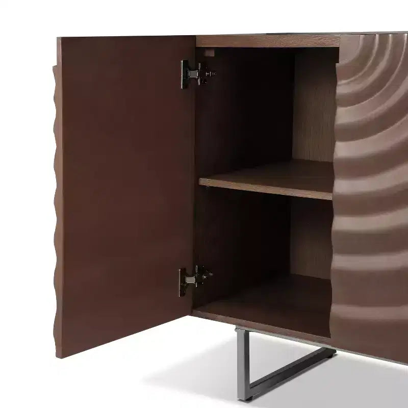 Christopher Knight Home Cheryiie Buffet moderne en bois et métal de 152 cm avec quatre portes ondulées goutte d'eau