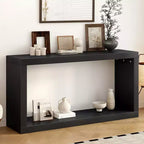 Console d'entrée minimaliste moderne, table d'appoint étroite en MDF et bois de pin avec étagère ouverte pour salon - ModernLuxe