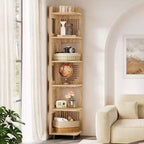Étagère d'angle Lantine à 6 niveaux, bibliothèque haute rustique de 180 cm pour salon, chambre, bureau