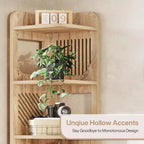 Étagère d'angle Lantine à 6 niveaux, bibliothèque haute rustique de 180 cm pour salon, chambre, bureau