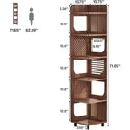 Étagère d'angle Lantine à 6 niveaux, bibliothèque haute rustique de 180 cm pour salon, chambre, bureau