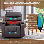 Fauteuil inclinable EROMMY avec massage et chaleur pour personnes âgées, avec 2 porte-gobelets