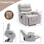 Fauteuil inclinable EROMMY avec massage et chaleur pour personnes âgées, avec 2 porte-gobelets