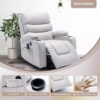 Fauteuil inclinable EROMMY avec massage et chaleur pour personnes âgées, avec 2 porte-gobelets