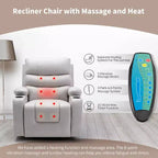 Fauteuil inclinable EROMMY avec massage et chaleur pour personnes âgées, avec 2 porte-gobelets