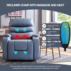 Fauteuil inclinable EROMMY avec massage et chaleur pour personnes âgées, avec 2 porte-gobelets