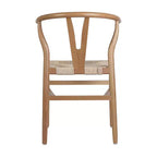 Merrick Lane Lot de 2 chaises de salle à manger empilables avec dossier en Y, cadres en bois massif, assises en corde en papier kraft tressé
