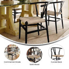 Merrick Lane Lot de 2 chaises de salle à manger empilables avec dossier en Y, cadres en bois massif, assises en corde en papier kraft tressé