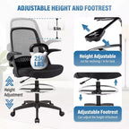 Chaise de bureau haute BestMassage avec dossier en maille respirante et soutien lombaire, noire