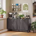 Bahut Homcom à portes cannelées avec rangement, buffet de rangement moderne de 140 cm avec 4 portes, 2 étagères réglables et 5 pieds en bois