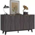 HOMCOM Fluted Buffet Cabinet with Storage, 55 Modern Sideboard Storage Cabinet with 4 Doors, 2 Adjustable Shelves and 5 Wood Legs