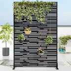 72 H35W Dovelina Black Metal Planter Box with Trellis Privacy Screen for Caf Patio,Garden & Balconies