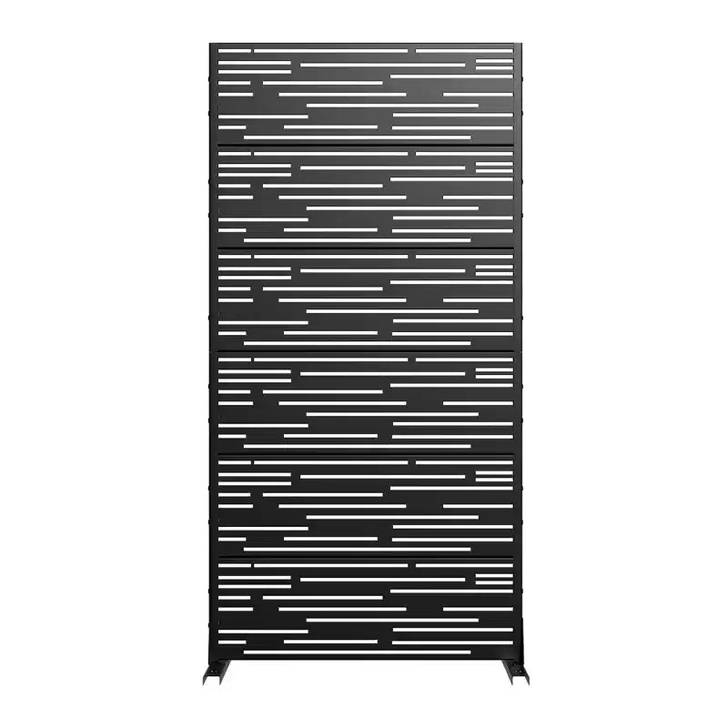 Jardinière rectangulaire en métal noir avec treillis et paravent 72 H35W Dovelina pour terrasse de café, jardin et balcons