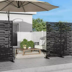 Jardinière rectangulaire en métal noir avec treillis et paravent 72 H35W Dovelina pour terrasse de café, jardin et balcons