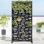 72 H47W Jardinière noire en métal Dovelina avec treillis brise-vue pour patio de café, jardin et balcons