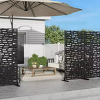 72 H47W Jardinière noire en métal Dovelina avec treillis brise-vue pour patio de café, jardin et balcons