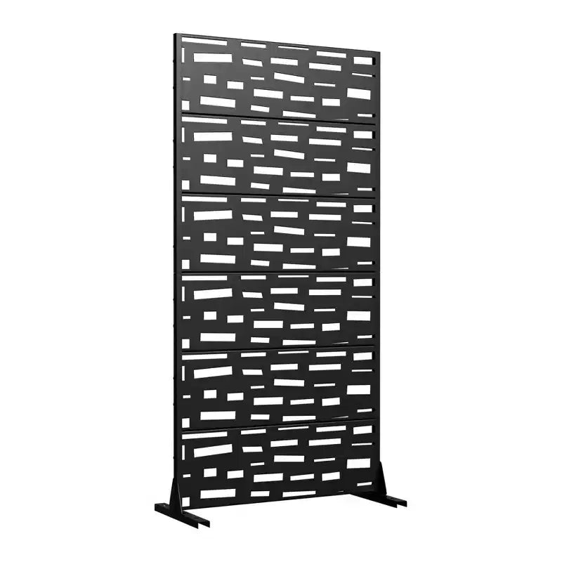 72 H47W Jardinière noire en métal Dovelina avec treillis brise-vue pour patio de café, jardin et balcons