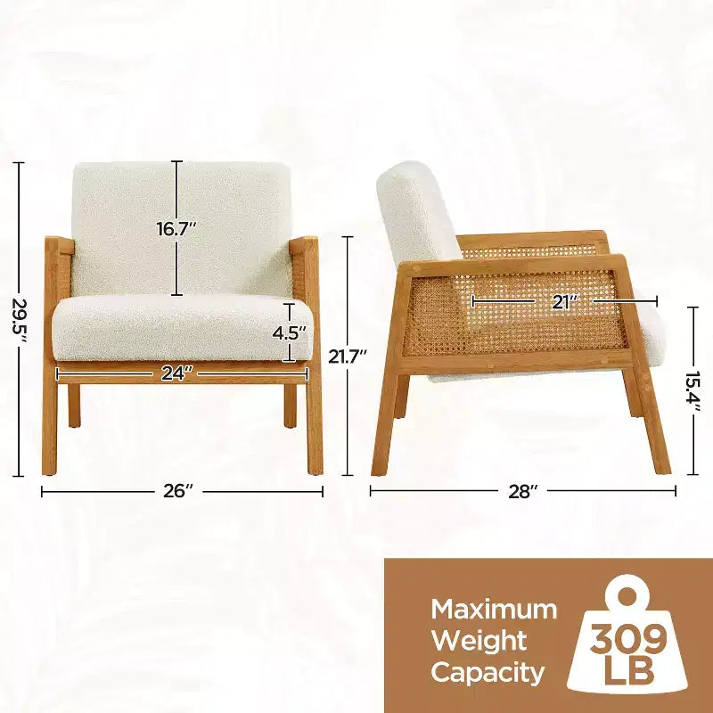Yaheetech Lot de 2 fauteuils d'appoint rembourrés avec côtés en rotin pour Salons, Chambres