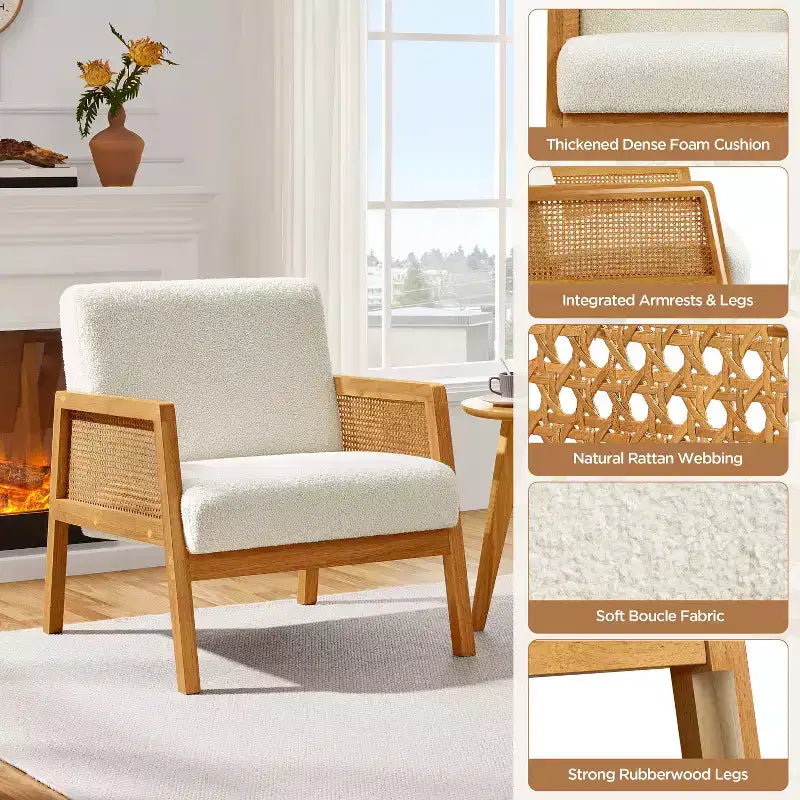 Yaheetech Lot de 2 fauteuils d'appoint rembourrés avec côtés en rotin pour Salons, Chambres