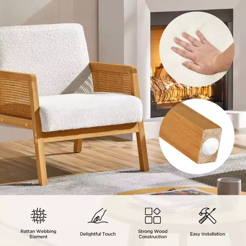 Yaheetech Lot de 2 fauteuils d'appoint rembourrés avec côtés en rotin pour Salons, Chambres