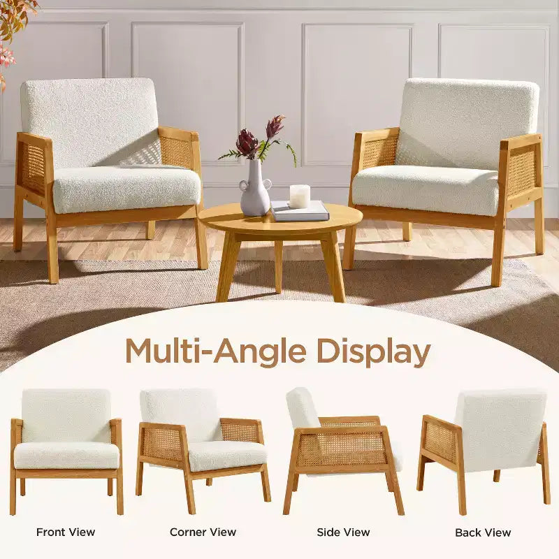Yaheetech Lot de 2 fauteuils d'appoint rembourrés avec côtés en rotin pour Salons, Chambres
