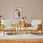 Yaheetech Lot de 2 fauteuils d'appoint rembourrés avec côtés en rotin pour Salons, Chambres