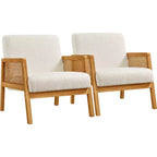 Yaheetech Lot de 2 fauteuils d'appoint rembourrés avec côtés en rotin pour Salons, Chambres
