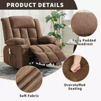 Fauteuil inclinable massant et chauffant surdimensionné avec télécommande, 3 positions réglables, porte-gobelets et soutien lombaire pour les personnes de grande taille et corpulentes.