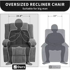 Fauteuil inclinable massant et chauffant surdimensionné avec télécommande, 3 positions réglables, porte-gobelets et soutien lombaire pour les personnes de grande taille et corpulentes.