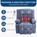 Fauteuil inclinable massant et chauffant surdimensionné avec télécommande, 3 positions réglables, porte-gobelets et soutien lombaire pour les personnes de grande taille et corpulentes.