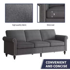Canapé moderne 3 places en tissu de lin Mjkone avec rivets