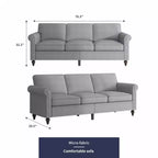Canapé moderne 3 places en tissu de lin Mjkone avec rivets