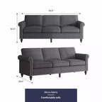 Canapé moderne 3 places en tissu de lin Mjkone avec rivets