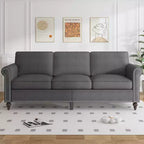 Canapé moderne 3 places en tissu de lin Mjkone avec rivets