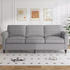 Canapé moderne 3 places en tissu de lin Mjkone avec rivets