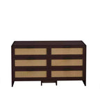 Commode en rotin à 6 tiroirs, Armoire de rangement d'angle en rotin en forme d'arc pour salon et chambre à coucher - ModernLuxe