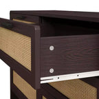 Commode en rotin à 6 tiroirs, Armoire de rangement d'angle en rotin en forme d'arc pour salon et chambre à coucher - ModernLuxe