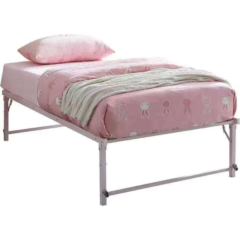 Cadre de lit gigogne escamotable en métal taille double avec roulettes de la marque Kings Brand Furniture - Solution compacte, robuste et élégante
